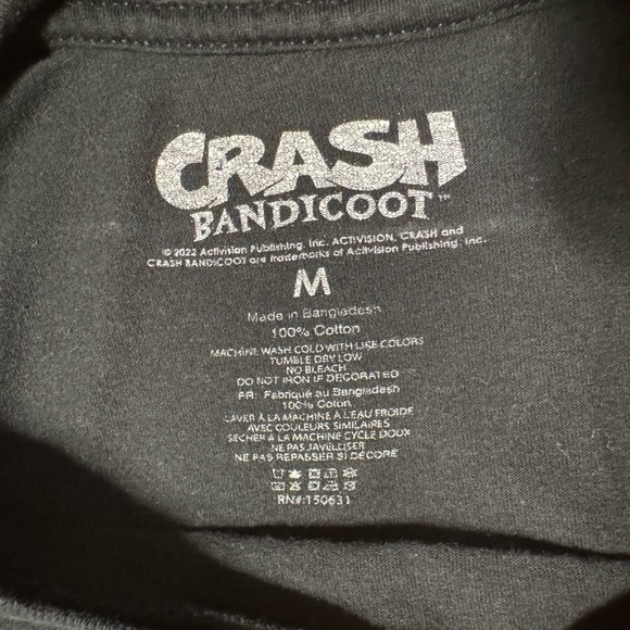 Crash Bandicoot Black Graphic T-Shirt Size Medium - Picture 3 of 3